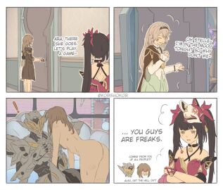 armor armored_female caught caught_in_the_act comic disguise dominant_female female firefly_(honkai:_star_rail) honkai:_star_rail hoyoverse illusion implied_sex korshokor larger_female naked naked_female nudity robot robot_girl sam_(honkai:_star_rail) shock shorter_female smaller_female sparkle_(honkai:_star_rail) stelle_(honkai:_star_rail) submissive_female taller_female trailblazer_(honkai:_star_rail) yuri