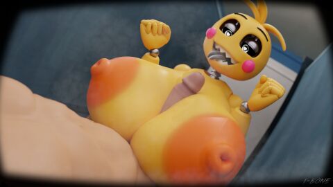 1boy 1boy1girl 1girls 3d 3d_(artwork) 3d_model 3d_render animatronic_female areolae big_breasts big_penis five_nights_at_freddy's fnaf heart-shaped_pupils huge_breasts nipples paizuri penis robot_humanoid straight t-bone_(artist) tagme tongue_out toy_chica_(fnaf) toy_chica_(love_taste) video_games