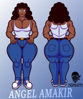 1boy 2d angel_amakir artist_logo artist_name ass big_ass big_butt black_hair color dark-skinned_male dark_male_only dark_skin femboy jeans male male_only model_sheet muscular muscular_male original original_character pants shoes sneakers solo solo_male t-shirt tank_t-shirt tonicartz wide_hips