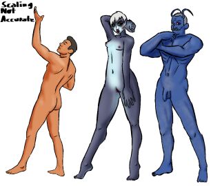 antennae blue_skin breasts brown_hair butch_deloria cat_eyes experiment fallout fallout_(series) fallout_3 female green_eyes grey_hair grey_skin large_arms margarita_selby monster moustache no_artist_signature oc ocs original_character original_characters pointed_ears pointed_nose pointy_ears pointy_nose red_eyes segapop551 short_hair skin_markings small_breasts transparent_background