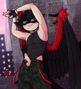 avian avian_humanoid bird_tail bird_wings horny horny_male male male_only orcakingu penis penis_out skylar skylar_orcakingu vigilante wings wings_on_head