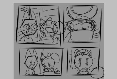 breasts comic dandy's_world female l3xi_nvm poppy_(dandy's_world) scraps_(dandy's_world) sketch spoilers staring_at_breasts tits_out wip