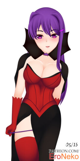 cosplay doki_doki_literature_club eroneko female halloween halloween_costume vampire vampire_girl yuri_(doki_doki_literature_club)