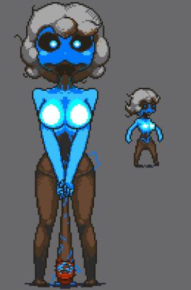 1girls artist_request baseball_bat bat big_breasts blue_body blue_eyes blue_skin breasts breasts_out brush charged_zombie_(dead_ahead) curvy curvy_body curvy_female curvy_figure dead_ahead energy female female_focus female_only grey_hair hair looking_at_viewer pixel pixel_(artwork) pixel_art pixelated seductive seductive_body seductive_look short_hair skull skull_head solo solo_female solo_focus tits_out young younger_female zombie zombie_girl