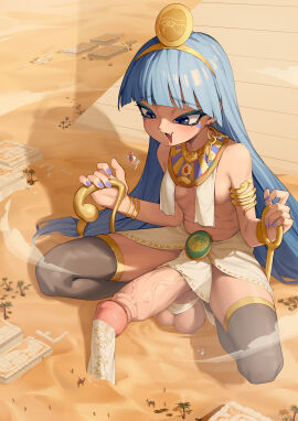 1futa 2girls :3 absurdres balls big_breasts black_thighhighs blue_eyes blue_hair blush breast_curtains breasts clothed clothing cute_fang day desert earrings erection facial_mark female fingernails fossilized_wonders full_body futa_focus futanari giant giantess gold_headdress hakurei_reimu highres huge_balls huge_cock huge_testicles human intersex jewelry key_earrings light-skinned_futa light_skin long_fingernails long_hair marisa_kirisame medium_breasts michigami_nareko mostly_nude multiple_females multiple_girls oerba_yun_fang open_mouth outdoors penis purple_nails pyramid_(structure) reimu_hakurei solo_focus squatting testicles thighhighs touhou triangle triangle_facial_mark uncensored usekh_collar veins veiny_penis very_long_hair yazato_ichimushi