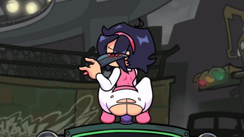 1girls a-bot allewdbruh animated ass ass_focus asshole back_view big_ass big_butt clothed_female_nude_female dildo dildo_in_pussy dildo_penetration dildo_riding female female_only friday_night_funkin knife nene_(newgrounds) oofts pussy ripped_clothing ripped_pants robot_head smile smooth_animation solo_female speakers