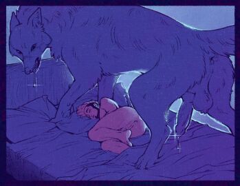 animal_genitalia animal_penis anus backsack balls ballsack biped bodily_fluids canid canine canine_genitalia canine_penis canis claws duo feral fur gay genital_fluids genitals hair hi_res hulder human human_on_feral interspecies knot male male/male mammal paws penis precum quadruped tail wolf zoophilia