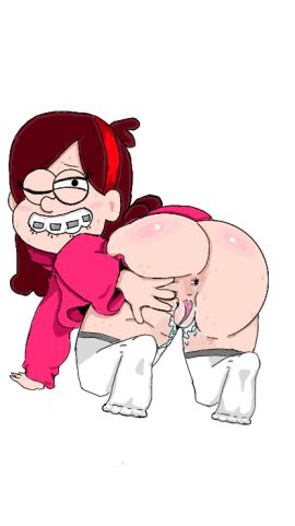 accurate_art_style bad_anatomy biting_lip biting_own_lip bottomless braces brown_hair disney disney_channel disney_xd female gravity_falls headband inviting light-skinned_female light_skin lip_biting looking_back mabel_pines on_knees socks spreading_anus spreading_cheeks sweater tagme white_female white_socks