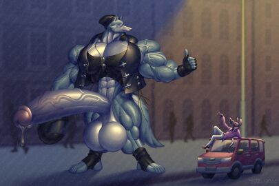 2024 5_fingers anthro artist_name balls beanie beastars big_balls big_bulge big_muscles big_penis big_tail biker biker_gloves biker_jacket biped black_beanie black_clothing black_fingerless_gloves black_gloves black_handwear black_hat black_headphones black_headwear black_helmet black_shirt black_topwear bodily_fluids bodily_fluids_on_own_penis bodily_fluids_on_penis bottomless bottomless_anthro bottomless_male bottomwear brown_body brown_clothing brown_face brown_fingers brown_footwear brown_hands brown_shoes building bulge canid canine canis car clothed clothed_anthro clothed_male clothing countershade_face countershade_torso countershading digital_drawing_(artwork) digital_media_(artwork) duo_focus ear_piercing electronics ellipsis extreme_size_difference eyewear feet fingerless_gloves fingers floor_lamp footwear foreskin genital_fluids genitals gesture glans gloves greeting group half-erect hand_gesture handwear hat headgear headphones headphones_around_neck headwear huge_balls huge_cock huge_muscles humanoid_feet humanoid_genitalia humanoid_hands humanoid_penis hyper hyper_balls hyper_genitalia hyper_penis jacket lamp leather leather_clothing leather_jacket leather_topwear legoshi_(beastars) light looking_at_another male male/male mammal motorcycle_helmet murid murine muscle_size_difference muscles muscular muscular_anthro muscular_male night on_car on_vehicle outside pants penis piercing pink_clothing pink_shirt pink_topwear plantigrade public question question_mark rat rat_tail retracted_foreskin rodent shadow shirt shoes signature silhouette size_difference standing sunglasses sunglasses_on_shirt tail text thumbs_up toes topwear uncircumcised urethra vehicle vein veiny_abs veiny_arms veiny_chest veiny_legs veiny_muscles veiny_pecs veiny_penis walking watermark wheel white_balls white_body white_bottomwear white_chest white_clothing white_countershading white_genitals white_pants white_penis white_text wolf wolfiecanem yellow_piercing yes-no_question