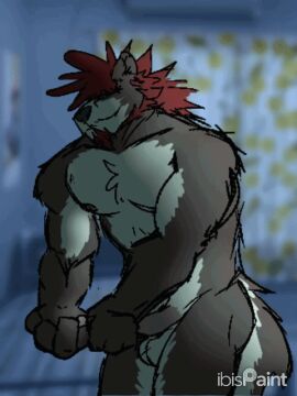 1boy animated anthro balls ballsack bara beard bedroom beefy biceps body_fur bouncing_balls canine chest_tuft circumcised cum erection facial_hair fluffy_tail genitals grey_fur hair_over_eye hair_over_eyes humanoid_penis male male_masturbation male_nipples male_only mammal masculine masturbation mature_male muscles muscular muscular_male nipples nude nude_male pecs penile penis red_hair scrotum sex smooth_penis solo swinging_balls swinging_tail tail testicles thick_thighs thrusting tuft white_countershading wolf worgiemaniac yaoi