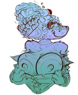 1girls anthro anthro_only big_breasts breasts commission egstym exposed_breasts eyeshadow female female_focus female_only frizzy_hair glasses head_turned original_character presenting presenting_breasts snout solo solo_female solo_focus sweat sweating sweaty sweaty_body sweaty_breasts tagme undressing