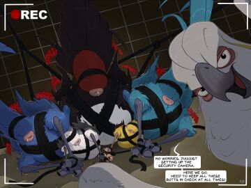 after_anal after_cloacal after_rape after_sex animal_genitalia ass avian beak bird black_body black_feathers blu_(rio) blue_body blue_feathers blue_sky_studios bodily_fluids bondage bound canary cloaca cum cum_in_ass cum_inside dialogue english_description english_text feathers female feral finch genital_fluids genitals group jewel_(rio) looking_at_viewer macaw male male/female male/male mcfan multicolored_body multicolored_feathers neotropical_parrot nico_(rio) nigel_(rio) oscine parrot passerine pedro_(rio) rafael_(rio) recording restraints rio_(series) rope rope_bondage smile speech_bubble text toucan true_parrot white_body white_feathers yellow_body yellow_feathers