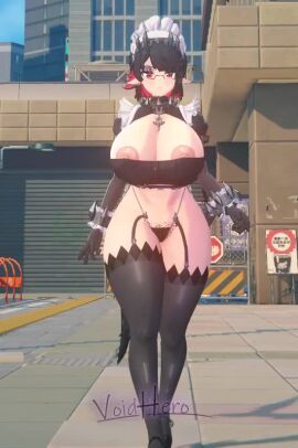 1girls 3d areola areola_slip areolae areolae_slip arm_stockings big_ass big_breasts big_thighs black_hair breasts casual_exposure choker elf_ears ellen_joe emotionless_female exposed_ass exposed_nipples female female_focus female_only game_mod glasses hairy_pussy maid maid_headdress maid_outfit maid_uniform midriff mod nipples_visible_through_clothing no_sound painted_nails partially_clothed partially_nude red_eyes red_hair shark_girl shark_humanoid shark_tail shark_teeth sharp_teeth stockings_thigh_highs tagme thick_thighs thong uncensored unusual_anatomy unusual_teeth victoria_housekeeping video voidhero walking watermark zenless_zone_zero