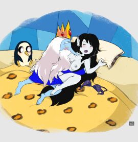 adopted_(lore) adopted_daughter_(lore) adoptive_father_(lore) adventure_time animal_print avian beard bed bedding bedroom bird blanket blue_clothing blush blush_lines bra breast_play breast_sucking breasts cartoon_network cheetah_print clothing crown demon digital_media_(artwork) duo facial_hair fangs female furniture gripping_pillow gunter_(adventure_time) hair headgear hi_res ice_king long_hair lying magic_user male male/female marceline marceline_abadeer nipple_fetish nipple_play nipples open_mouth penguin pillow skull_symbol spec_almond_(artist) spread_legs spreading sucking technical_incest teeth underwear vampire