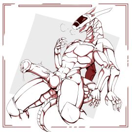 4_arms abs animal_genitalia animal_penis anthro big_penis bodily_fluids breath cum cum_drip cybernetics dripping edging equine_genitalia equine_penis erection genital_fluids genitals horny hornyskull_(artist) huge_cock hybrid_genitalia hybrid_penis knot knotted_equine_penis knotted_penis looking_pleasured machine male multi_arm multi_limb muscular nude penis precum sketch slit_penis solo synth_(vader-san) tail thick_thighs throbbing throbbing_penis tongue tongue_out