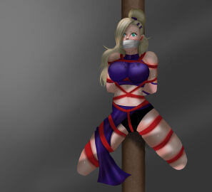 blonde_hair bondage bound crotch_rope drool drooling female female_only femsub fully_clothed gag gagged ino_yamanaka naruto naruto_(series) ponytail rope tape_gag tightnudel