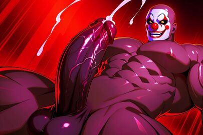 ai_assisted clown_makeup creepy cumshot dominant_male huge_cock kharg male penis scary