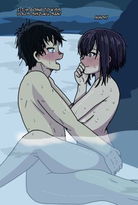 1boy 1girls apoelayoshi7 artist_request bathing bathing_together black-haired_male black_hair blush canon_couple crush female male mikazuki_shizuka mixed_bathing nervous onsen pixiv purple-haired_female purple_hair sex tendou_akira water zom_100:_zombie_ni_naru_made_ni_shitai_100_no_koto