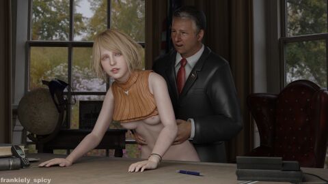1boy 1girls 3d ashley_graham ashley_graham_(ella_freya) belly belly_button blender blonde-haired_female blonde_hair bottomless bottomless_female bracelet breasts breasts_out capcom clothed clothed_male_nude_female female female_penetrated formal formal_wear frankiely_spicy fucked fucked_from_behind fucked_senseless grabbing grabbing_from_behind grabbing_waist green_eyes grey_hair grope groping groping_from_behind indoor indoors indoors_sex inside male male/female male_penetrating male_penetrating_female navel necklace necktie nipples nude nude_female nude_female_clothed_male office old_male older_male pleasure pleasure_face pleasured president resident_evil resident_evil_4 resident_evil_4_remake russian shirt shirt_lift shirt_up suit suit_and_tie turtleneck unprofessional_behavior white_house