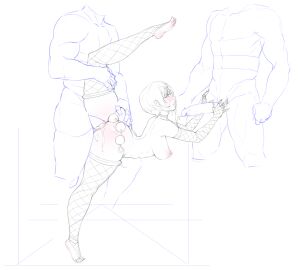 1girls 2boys abs anal anal_beads anal_insertion ass breasts choker cum cum_in_pussy cum_on_face female final_fantasy final_fantasy_vii fingerless_gloves fishnet_gloves fishnet_legwear fishnets gloves huge_anal_beads legoman male nipple_piercing nipples piercing pussy sketch splits standing standing_on_one_leg thighhighs vaginal_penetration yuffie_kisaragi