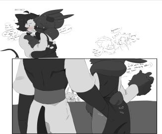 2025 absurd_res ambiguous_fluids animal_humanoid anthro apron bell bell_collar biped black_hair blush bodily_fluids cat_humanoid clothing clovii_nsfw collar dialogue duo elliot_(forsaken) felid felid_humanoid feline feline_humanoid female fingering forsaken_(roblox) gameplay_mechanics genital_fluids gubby_(roblox) gubby_(species) hair hand_lick hi_res hug hugging_another humanoid lagomorph leporid male male/female mammal mammal_humanoid moan mostly_greyscale mtf_crossgender multiple_scenes neck_tuft nonbinary_(lore) official_alternate_costume onomatopoeia rabbit raised_hand rear_view rule_63 scut_tail short_tail sound_effects standing tail text tuft two_time_(forsaken)