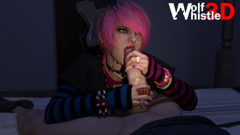 1boy 1girls 3d ashley_graham capcom emo emo_girl erection fellatio female male oral oral_sex penis pink_hair resident_evil straight wolfwhistle3d