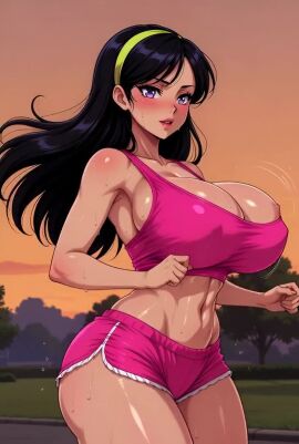 ai_generated animated bouncing_breasts breasts_out crop_top huge_breasts running shorts tagme the_incredibles video violet_parr