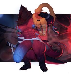 2boys abs absurd_res anthro anus areola balls bandage bara big_balls big_dom_small_sub big_muscles big_pecs big_penis blue_penis bodily_fluids claws clothed clothing cydonia_xia dominant duo erection gaping gaping_anus genital_fluids genital_piercing genitals hi_res huge_balls huge_cock huge_muscles huge_pecs huge_thighs hyper hyper_genitalia hyper_penis larger_male male male/male male_only masculine_male melee_weapon multiple_boys multiple_males muscles muscular muscular_anthro muscular_arms muscular_legs muscular_male muscular_thighs nipple_piercing nipples nude partially_clothed pecs penis penis_piercing piercing prince_albert_piercing pyramid_head red_body silent_hill silent_hill_2 size_difference smaller_male stretched_anus sword thick_penis thick_thighs vein veiny_balls veiny_muscles veiny_penis weapon xia_(cydonia_xia) yaoi
