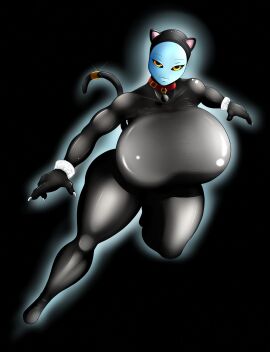 1girls alien alien_girl blue_skin breasts cat_ears cat_suit cat_tail collar colonel-gabbo female halloween halloween_costume huge_breasts original_character space space_background