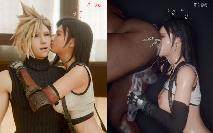 1girls 2boys 2koma 3d 3d_render before_and_after cheating cloud_strife cuckold dark-skinned_male female final_fantasy final_fantasy_vii final_fantasy_vii_remake instant_loss_2koma kissing kissing_cheek light-skinned_female looking_at_viewer male messy naked naked_male netorare ntr nude nude_male oiledupspoons rimjob rimming rimming_male saliva saliva_drip saliva_on_face saliva_on_penis saliva_string saliva_trail sloppy tifa_lockhart