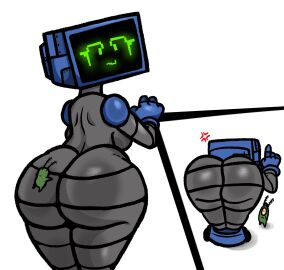 2d ass ass_bigger_than_head big_ass big_breasts breasts bubble_ass bubble_butt child_bearing_hips female huge_ass humanoid karen_plankton lewdewott robot robot_girl robot_humanoid screen_face spongebob_squarepants thick_thighs tv tv_head wide_hips