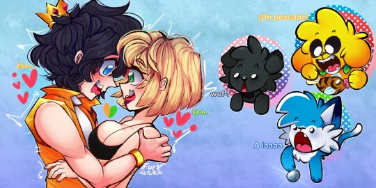 1boy 1girls akela anthro blush boobs breasts clothed clothed_female clothed_male eltrollino eyebrows eyelashes eyes female flush flushed green_eyes human las_perrerias_de_mike los_compas male mikecrack minecraft_youtubers robin_(las_perrerias_de_mike) tagme tits yellow_hair youtube youtube_hispanic youtuber