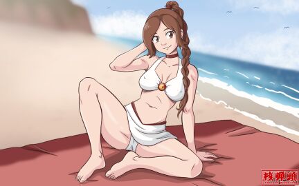 1girls avatar_legends avatar_the_last_airbender beach brown_hair female female_focus female_only fire_nation human nuclear_warhead pale_skin solo solo_female solo_focus swimsuit ty_lee