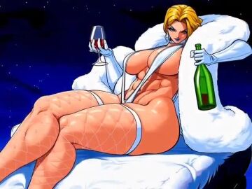 animated big_breasts blonde_hair blue_eyes breasts emma_frost female hellfire_club large_breasts marvel marvel_comics milf roberto_jander slingshot_swimsuit tagme thick_thighs video white_queen wine wine_bottle wine_glass x-men