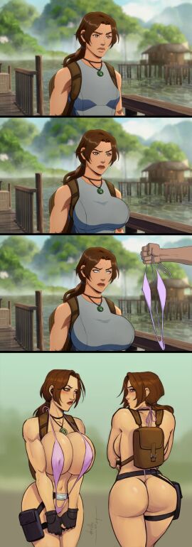 1girls 2024 ass athletic athletic_female back_view backboob backpack bare_ass biceps big_ass big_breasts bikini bimbo_body bimbofication breasts brown_eyes brown_hair bubble_ass bubble_butt busty cleavage comic devil_hs edit embarrassed embarrassed_female female female_focus female_only fingerless_gloves front_view gear hourglass_figure huge_breasts lara_croft lara_croft_(survivor) large_breasts long_hair micro_bikini necklace netflix ponytail pose posing_for_the_viewer rear_view round_ass sideboob sling_bikini slingshot_swimsuit string_bikini swimsuit swimwear tagme the_legend_of_lara_croft thigh_highs tomb_raider tomb_raider_(survivor) wide_hips