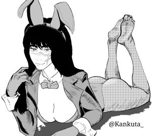 ass breasts bunny_ears bunny_ears_(cosmetic) bunnysuit chainsaw_man feet female mitaka_asa the_pose yoru_(chainsaw_man)