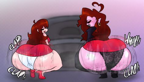 2girls ass ass_bigger_than_head ass_clapping ass_focus auburn_hair backboob big_ass big_breasts big_butt black_panties breasts clapping_ass clothed female female_only friday_night_funkin girlfriend_(friday_night_funkin) huge_ass huge_butt looking_back mommy_mearest mother_and_daughter panties revealing_clothes sideass speaker tagme teasing thick_ass twerking underass underwear virusking519 white_panties