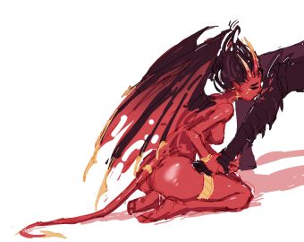 1boy 1girls 2024 accessory ass barefoot bat_wings black_hair bodily_fluids bracelet breasts closed_eyes clothed_male color completely_nude demon demon_boy demon_horns demon_tail demon_wings dominant_male domination dota dota_2 earrings feet female femsub foot_fetish foot_worship from_side full_body gold_jewelry hanging_breasts horns jewelry kissing kissing_feet kneeling male maledom medium_breasts medium_hair nipples nude nude_female on_knees plantar_flexion pleasure_face pointy_ears popisya pussy queen_of_pain red_body red_skin self_upload skinny soles spiked_hair stepped_on straight succubus tail tail_bracelet terrorblade_(fractal) thighlet thighs wet_pussy white_background wings