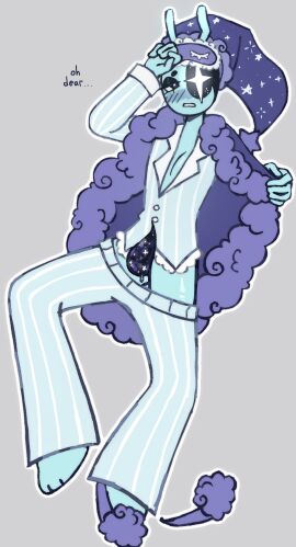 1boy astro_(dandy's_world) blanket blush clothes_half_off dandy's_world flustered gay hand_on_forehead laying_down looking_at_viewer male no_background penis tentacle_cock tentacle_genitalia tentacle_penis vrtualangelz