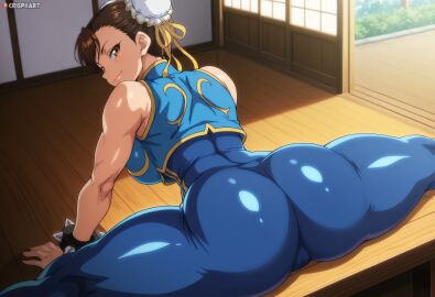 ai_generated bodysuit chun-li dat_ass huge_ass legs_spread street_fighter