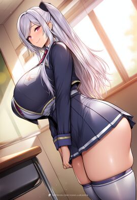 ai_generated alexia_midgar big_ass big_breasts big_butt big_thighs classroom female female_only hi_res highres huge_ass huge_breasts huge_butt huge_thighs indoor indoors kage_no_jitsuryokusha_ni_naritakute! looking_at_viewer school school_uniform schoolgirl skirt smile smiling smiling_at_viewer standing the_eminence_in_shadow thick thick_ass thick_thighs tight_clothing twintails twintails_(hairstyle) vanillaramen voluptuous voluptuous_female wide_hips
