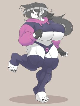 1girls 2024 2d_(artwork) abs big_breasts black_toenails breasts female gloves hoodie light-skinned_female light_skin long-haired_female marie_(tag-a-long) mouthless mouthless_female muscles muscular muscular_female muscular_legs muscular_thighs mute no_mouth noseless original original_art original_artwork paggi_outfit pale-skinned_female pale_skin tag-a-long thighhighs underboob