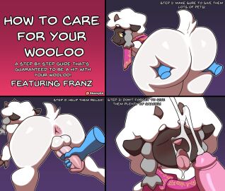 2_horns anthro anus ass balls big_ass black_body black_fur bodily_fluids bovid bukkake caprine cum cum_on_face cumshot disembodied_hand disembodied_penis duo ejaculation english_text erection femboy fur furry generation_8_pokemon genital_fluids genitals girly grope handjob horn how-to huge_ass humanoid_genitalia humanoid_penis male male/male male_focus mammal mostly_nude nintendo nude penile penis pokemon pokemon_(species) scarf scarf_only sex shark64bitz sheep solo_focus tail text thick_thighs white_body white_fur wool_(fur) wool_hair wooloo yaoi