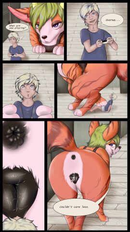 absurd_res alice_(vorelover203) animal_genitalia animal_pussy anus ass ass_focus big_ass big_butt blonde_hair blue_eyes bodily_fluids bottomwear butt_focus canid canine canine_genitalia canine_pussy canis clothed clothed_feral clothing comic controller demon dialogue digital_media_(artwork) duo english_text extreme_size_difference eyelashes female female_penetrated feral feral_penetrated feral_with_hair fur game_controller gaming genital_fluids genitals green_hair hair hi_res horn human human_on_feral inside interspecies larger_female larger_feral living_insertion macro_female macro_feral male male/female mammal markings micro micro_human micro_in_pussy micro_male mous69 open_mouth orange_body orange_fur partially_inside penetration playing_video_game playstation playstation_controller purple_eyes pussy ragnar_(vorelover203) rear_view sat_on sitting sitting_on_another size_difference smaller_human smaller_male sony_corporation sony_interactive_entertainment speech_bubble striped_body striped_fur striped_markings stripes tail talking_feral teeth text tongue topwear unbirthing vaginal_fluids vaginal_penetration vore zoophilia