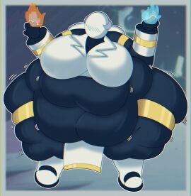 artificer_(risk_of_rain) bbw big_ass big_breasts big_thighs black_body black_skin curvy_female curvy_figure exxxcaliborg faceless female_focus female_only no_face obese overweight_female risk_of_rain_2 ssbbw tight_clothing voluptuous white_clothing