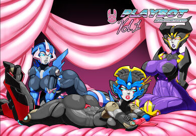 2d 3girls airachnid arcee arcee_(prime) ass autobot big_ass big_breasts blue_eyes breasts built-in_high_heels busty cleavage cybertronian decepticon female female_only full_color hasbro high_heels huge_breasts large_breasts mad-project magenta_eyes multiple_females multiple_girls playboy posing robot robot_girl robot_humanoid seductive seductive_look seductive_smile suggestive thick_thighs thighs transformers transformers_g1 transformers_prime windblade