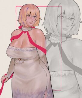 alternate_version_available belly blonde_hair choker chubby cleavage clothed delicious_in_dungeon dress dungeon_meshi falin_touden female female_only hips hips_wider_than_shoulders ksooupart large_breasts looking_at_viewer nipple_bulge nsfw_version_available nude_version_available ribbon short_hair thick thick_hips thick_thighs wide_hips yellow_eyes