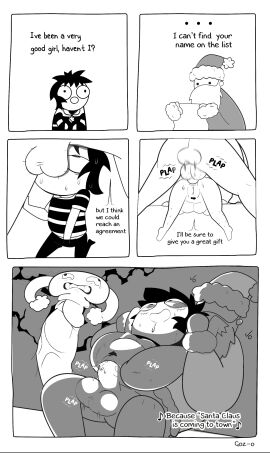 1boy 1girls ahe_gao ahegao_face anal anal_insertion anal_sex ass balls ballsack blowjob cock comic doggy_style female gosgoz lifted_by_another male penis pussy santa sarah's_scribbles sarah_andersen small_body sucking sucking_penis vaginal_penetration x-ray_view