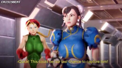 2females 2girls 2women 3d 3d_animation animated animation ass big_breasts blonde_female blonde_hair breasts brown_hair brunette_female brunette_hair brunette_hair_female cammy_white capcom chun-li crisisbeat female female_focus female_only no_sound running street_fighter street_fighter_ii tagme text thong video women