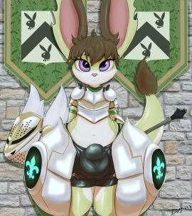 absurd_res anthro armor banner belly big_ears breastplate bulge citra_(jonathan0322) clothing detailed_background detailed_bulge doodle_moogle doodlemouser hair headgear helmet hi_res hobkin huge_thighs hyper hyper_thighs latex latex_clothing looking_at_viewer mace male melee_weapon messy_hair navel neutral_expression solo spats tail thick_tail thick_thighs weapon white_belly yellow_body
